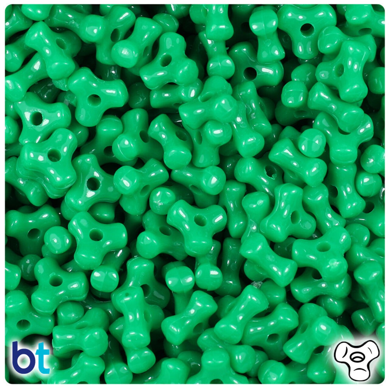 BeadTin Green Opaque 11mm TriBead Plastic Craft Beads (500pcs)